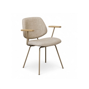 Sofia spisebordsstol m/ armlæn - Lys Bouclé stof - Stærk pris